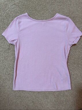 GB girls Light Pink Ribbed Short Sleeve Tee